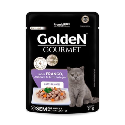 Ração Úmida Golden Gourmet Sabor Frango, Abóbora e Arroz Integral - Gatos Filhotes - 70g