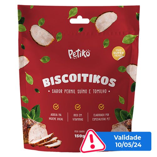 Biscoito Biscoitikos Petiko Sabor Pernil Suíno e Tomilho - Cães - 150 g 