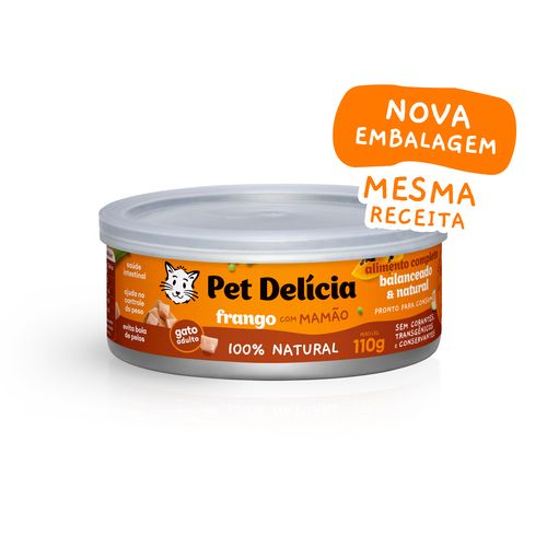 Ração Úmida Pet Delícia Sabor Frango com Mamão - Gatos Adultos - 110 g