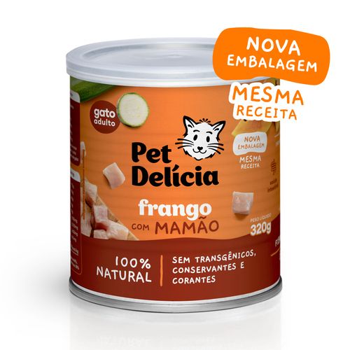 Ração Úmida Pet Delícia Sabor Frango com Mamão - Gatos Adultos - 320 g