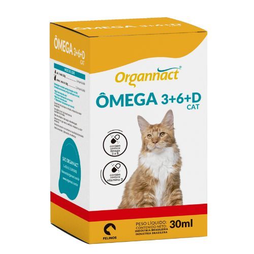 Suplemento Organnact Ômega 3+6+D - Gatos - 30ml