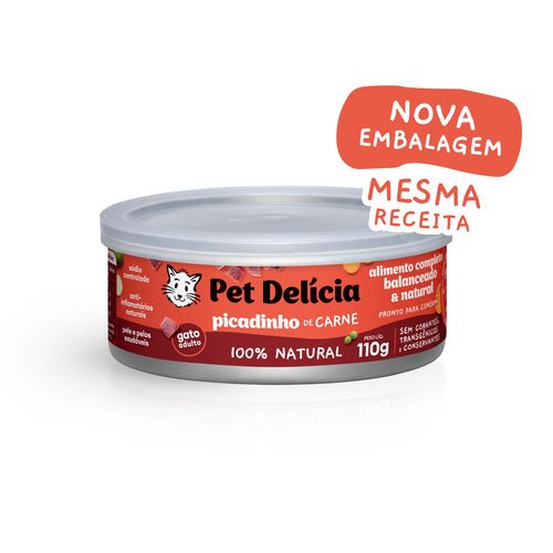 Ração Úmida Pet Delícia Sabor Picadinho de Carne - Gatos Adultos - 110 g