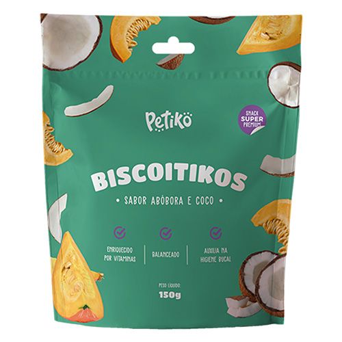 Biscoito Biscoitikos Petiko Sabor Abobora e Coco - Cães  - 150g