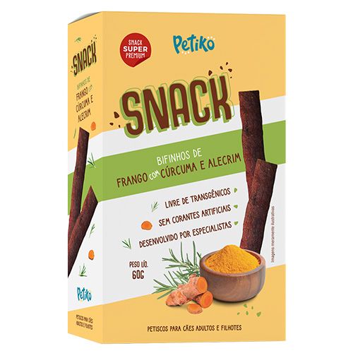 Petisco Snack Petiko Sabor Frango com Cúrcuma e Alecrim - Cães - 60g 