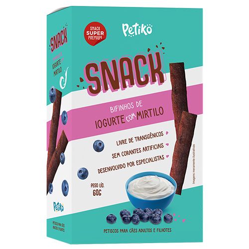 Petisco Snack Petiko Sabor Iogurte com Mirtilo - Cães - 60g 